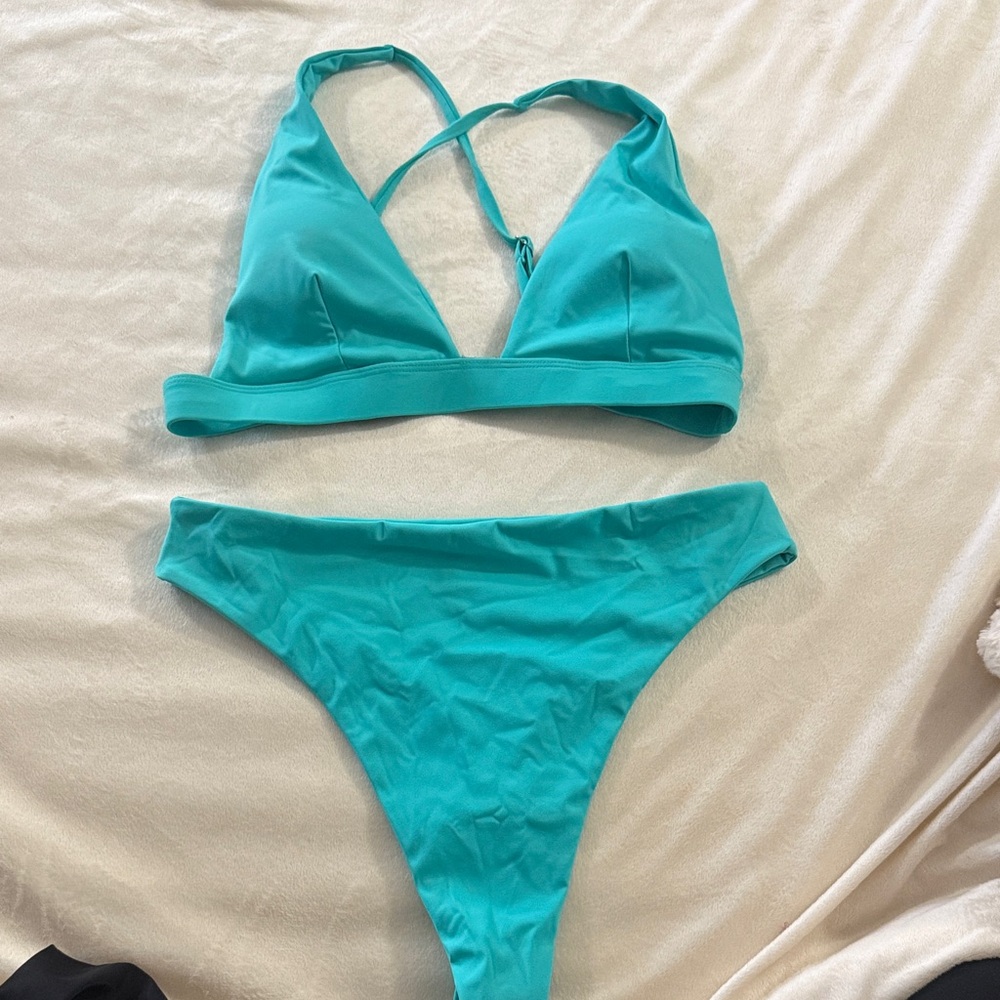 Amazon Women's Aqua Triangle Bikini Set